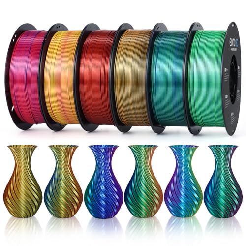 Image of Tri Colors Change Silk PLA 3D Printing Filament, 1.75mm Multicolor Filament, Dimensional Accuracy + /- 0.03mm,6 Packs 6KG Spool(13.2 lbs), Fit Most 3D Printers