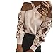 MA87 Sexy Pullover Damen, Trägerlos Sweatshirt Langarmshirt Rundhals Langarm Shirts Herbst Winter Pulli Tops Oberteile, Elegant und individuell