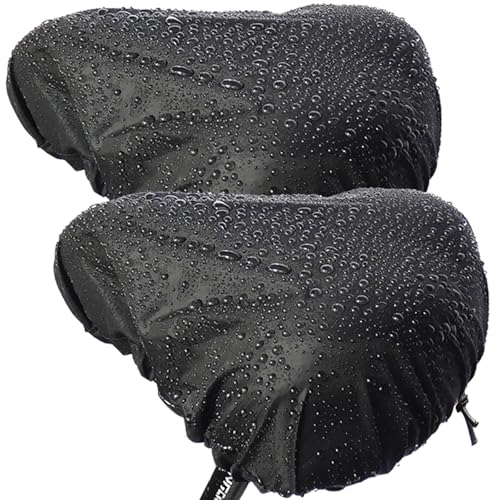 Image of Waterproof Bicycle Seat Covers Dustproof Rainproof UV-Resistant and Windproof Easy to Install and Clean Reusable Suitable for Men's and Women's City Bike and Wide Seats(2pcs Black)