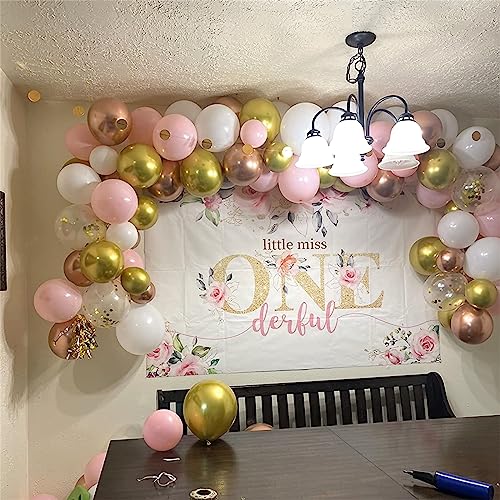 Pink Gold Balloons Set, 12 Inch Matte Pink Pastel Baby Pink Metallic Gold Confetti Latex Balloons for Girls Women, Pink Gold Party Balloons for Birthday Baby Bridal Shower Wedding Party Decorations by Isndare - Image 4