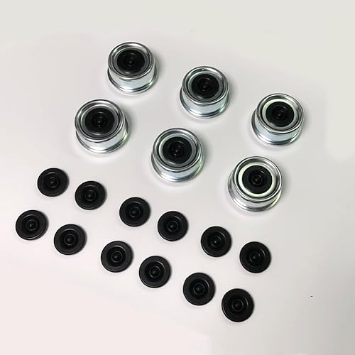 Miniatura 29 de Tapa de grasa para eje de remolque, 2 tapas antipolvo para rodamientos de remolque de 2.72 pulgadas con 4 tapones de goma adicionales, cubierta de 2