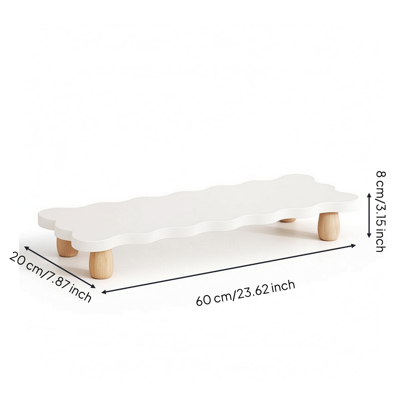 predolo Alzatina Minimalista Rialzo Stabile Supporto per Studenti, Scrivania, Ufficio , 60x20 Cm , Gambe A Uovo Bianco Caldo A Forma Di Nuvola