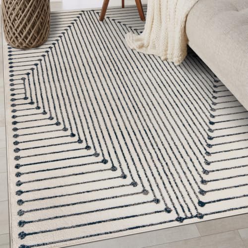 Rugshop Contemporary Bohemian Stripe Area Rug 4' x 6' Cream