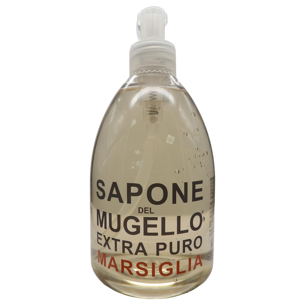 Sapone Extra Puro,MARSIGLIA, Per Mani, Viso e Corpo, Con Estratto Biologico Di Foglia Di Olivo 500ml + Panno SOFT In Lattice, Formato 30x30cm (6 Unità + Panno)