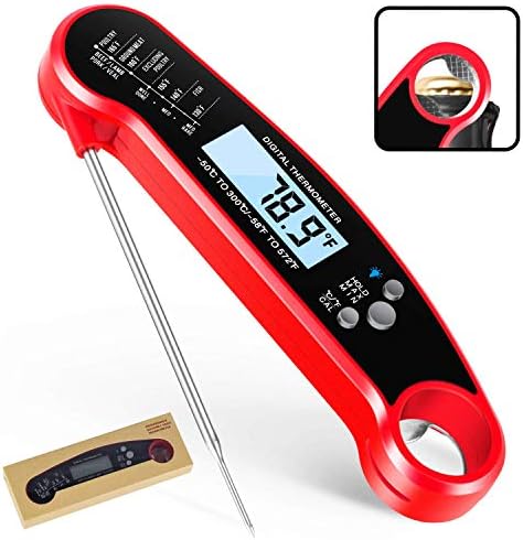 Palytte Instant Read Thermometer Super Fast Digital Electronic Food Thermometer Cooking Thermometer Barbecue Meat Thermometer with Collapsible Internal Probe for Grill Cooking Meat Kitchen Candy