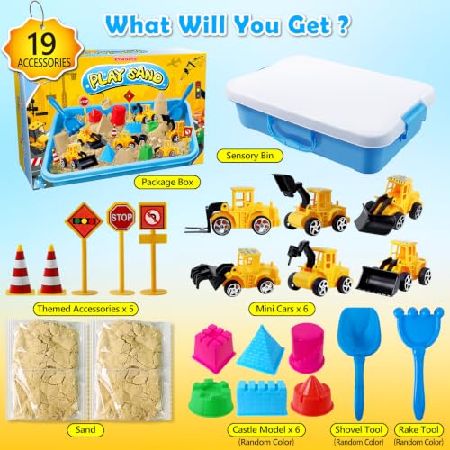 Image of Sensory Bin Construction Kit with Sensory Sand | Play Sand, Pretend Play Beach Toy, Sandbox for Girls and Boys