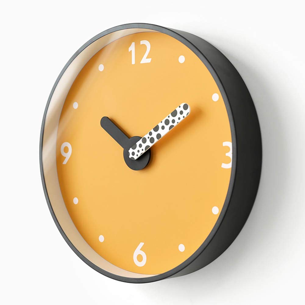 ZFHTAO Orologi da Parete Non Toccanti a Batteria Soggiorno Camera da Letto per Bambini Creativa Creativa Metallo Nero Metallico