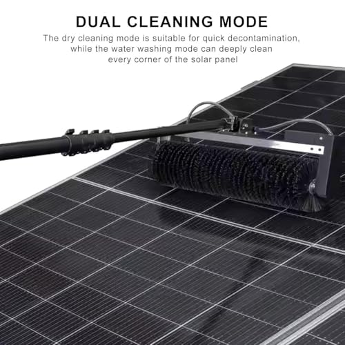 Genérico Limpiador eléctrico telescópico para Paneles solares: Cepillo de Nailon con rociador de Agua automático para una Limpieza eficiente de Paneles fotovoltaicos y letreros Uso Res