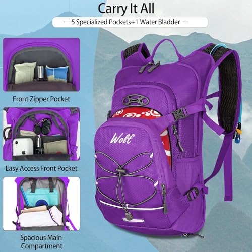 Image of WOLT Hydration Backpack 18L Hiking Water Backpack with 2L Water Bladder for Men Women, Hydration Pack for Running Cycling Biking and Climbing