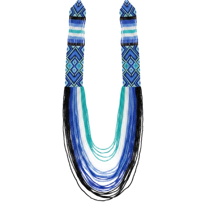 Collier Sylyanka ukrainien fait main en perles de rocaille multicolores d'exception