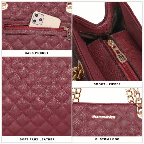 Image of Montana West MEDIUM Tote Bag for Women Quilted Chain Handbags Shoulder Purse