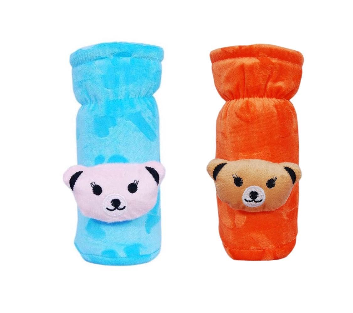 Kids Basic Soft & Durable Baby Feeding Bottle Cover with Easy to Hold Strap, Insulated Baby Milk Bottle Sleeve, Ideal for Travel & Daily Use, Sky Blue & Orange, Pack of 2-image-39