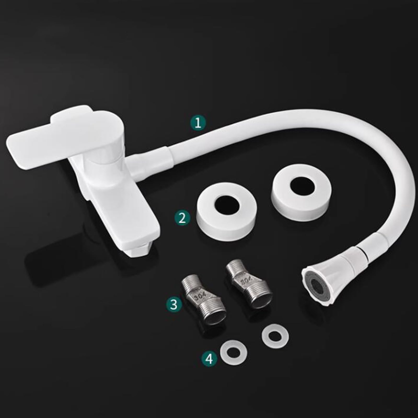 Grifo de Cocina de Pared Blanco, Grifo Fregadero Cocina Modo Dual Giratorio Fría y Caliente Latón Grifo Cocina-Blanco