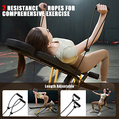 Adjustable Weight Bench, Foldable Workout Bench For Home Gym, 700 Lbs Weight Capacity, Fast Folding Strength Training Bench, Incline Decline Bench Press For Full Body, Yellow #TOP5