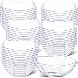 Tanlade 50 Pcs Clear Serving Bowls 16 oz Square Plastic Bowls Disposable Snack Salad Dishes Small Party Candy Bar Containers Taco Bar Serving Dishes for Buffet Chips Fruit