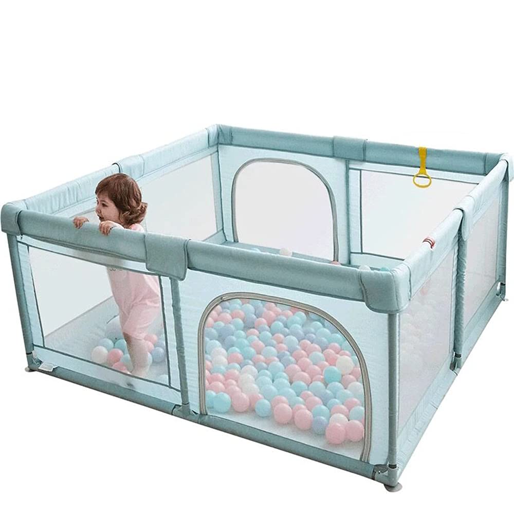Baby Playpen,Kids Large Playard with 50PC Pit Balls,Indoor & Outdoor Kids Activity Center, Wrapped Cotton+Shoot，Infant Safety Gates with Breathable Mesh,Sturdy Play Yard for Toddler (200x200x66cm)
