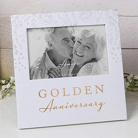 Amore 50th Photo Frame Silver White Finish Cover