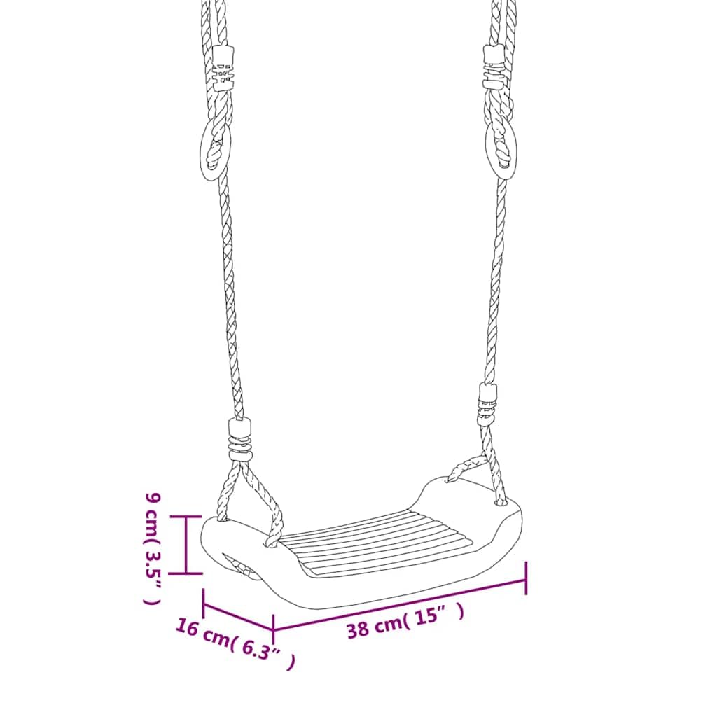 Seggiolini per altalena con corde, 2 pezzi, blu, in polietilene, 38 x 16 cm, per torre da gioco, accessori per arrampicata, parco giochi all'aperto, giardino, con corde regolabili, per