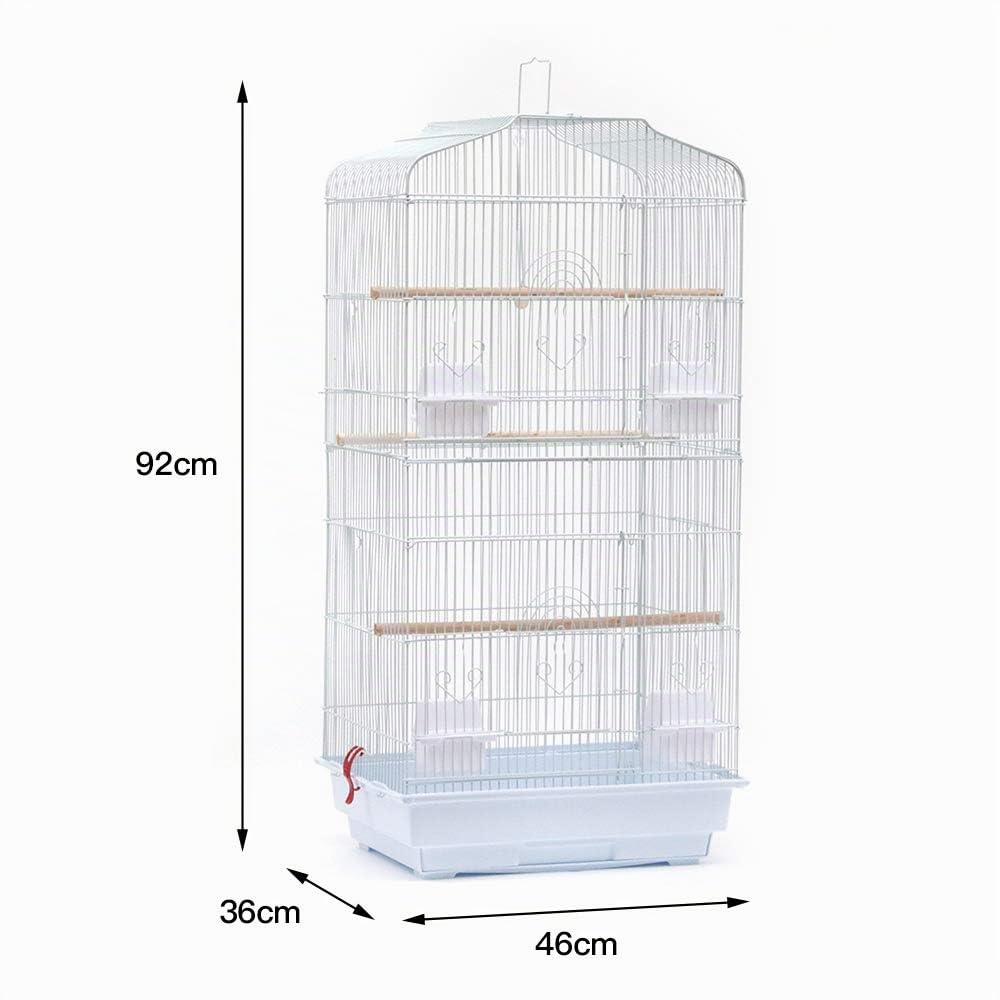 Jaula para Pájaros Jaula Metálica para Mascota Aves Loros Canarios con Teche Abierto Jaula Aves Metal (46 * 36 * 92 cm (Blanco))