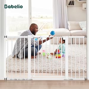 BABELIO 29-55 Inch Extra Wide Baby/Dog Gate, Metal Auto Close, Pressure Mounted Pet Door for Doorways, NO Need Tools and Drilling, with Wall Cups, White BABELIO 29 55 Inch Extra Wide BabyDog Gate Metal Auto Close Pressure Mounted Pet Door for Doorways NO Need Tools and Drilling with Wall Cups White