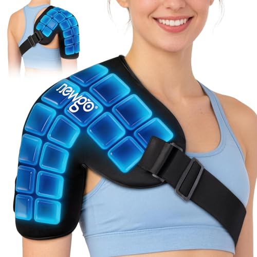 NEWGO Shoulder Ice Pack Rotator Cuff Cold Therapy 45-Min Long-Lasting Ice Packs for Shoulder & Arm with Ice Grid Design Flexible Cold Compression Wrap for Post-Surgery Muscle Relaxation & Swelling
