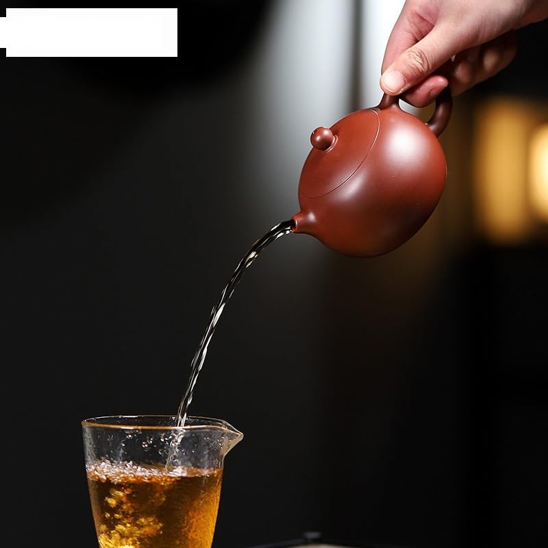 Théière Chinoise à Infusion, 220 ML, Style rétro, en Argile Violette, fabriquée à la Main avec Filtre, en Terre Crue et avec infuseur à thé en Vrac.