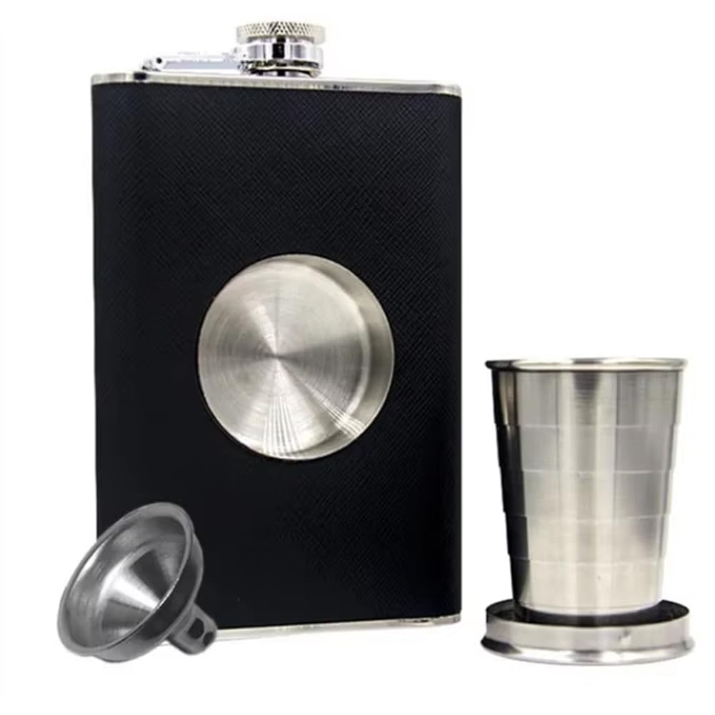 Hndhbfgrt Wine Hip Flask 8oz Stainless Steel with Built-in Cup Funnel Bottle Drink Barware Whiskey Storage Container