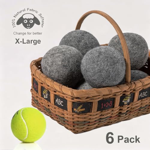 Image of Budieggs Wool Dryer Balls XL 6-Pack, 100% New Zealand Wool Handmade | Chemical-Free Natural Fabric Softener Reusable, Reduces Wrinkles, Tangling, Drying time & Static Cling, Lasts 1000+ Loads