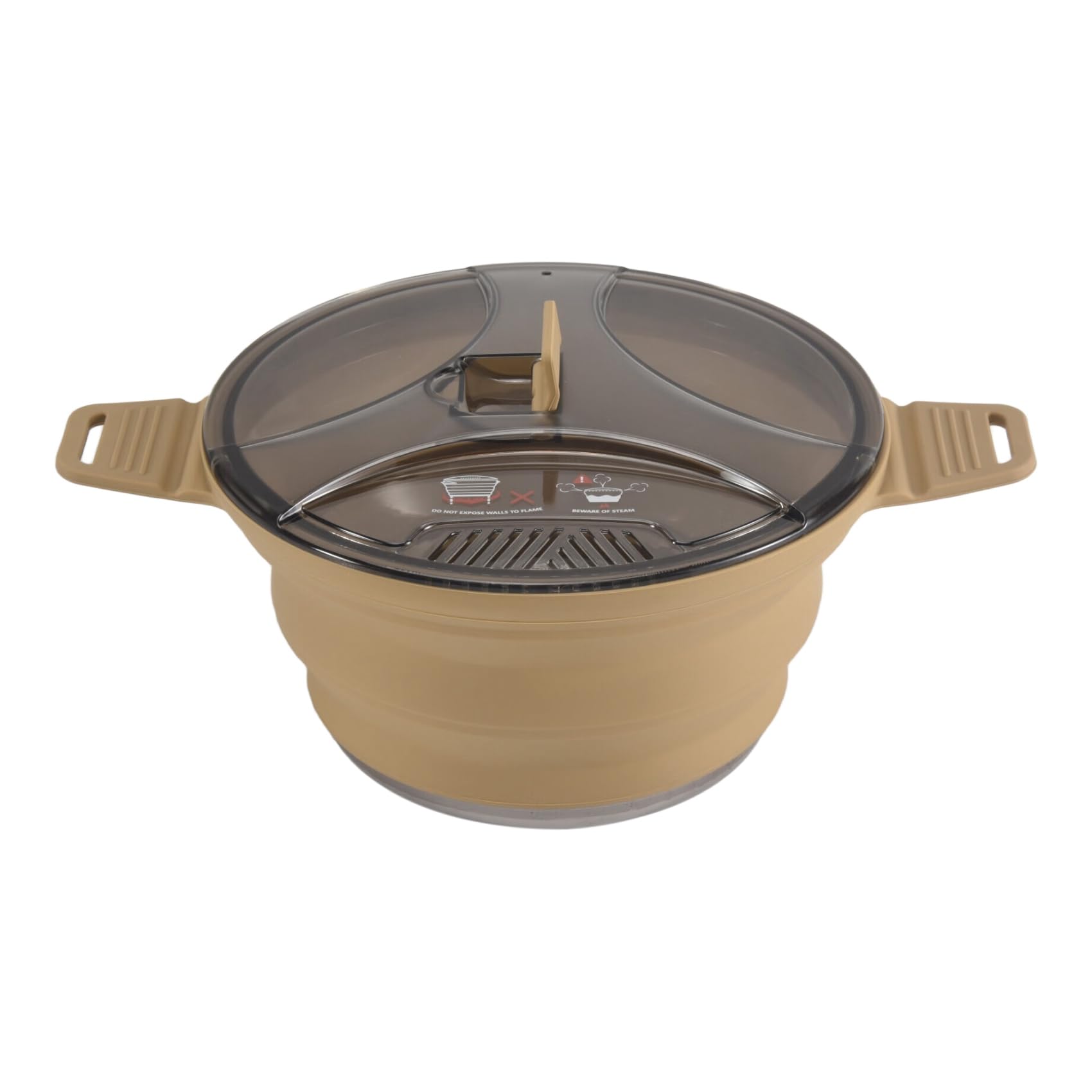 Pentola Pieghevole per Esterni Pentola per Escursionismo nel Silicone Pentola per Picnic Portatile Fornello da nel Acciaio Inossidabile,Cachi