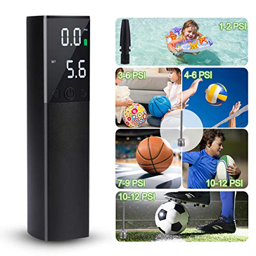 Deeplee Electric Ball Pump with LED Digital Display, Battery Powered for Soccer Football Basketball Volleyball Rugby Balloons and Swimming Ring Deeplee Electric Ball Pump with LED Digital Display, Battery Powered for Soccer Football Basketball Volleyball Rugby Balloons and Swimming Ring