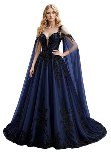 TRHTX Gothic Wedding Dress Black Lace Victorian Dresses for Women 16