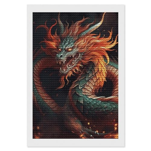 Kit broderie diamant dragon chinois pour décoration murale salon