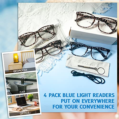 Image of 4 PACKS Blue Light Blocking Reading Glasses Women 1.0 1.25 1.5 1.75 2.0 2.25 2.5 2.75 3.0 3.5 4.0 5.0 6.0