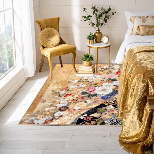 Image of ishro home Premium Carpet for Hall | Rugs for Living Room | Love at First Sight Carpet | Anti-Skid | Machine Washable | Non-Shedding|Non- Fading| (Aurelia Petals, 3' x 5' (Rectangular))