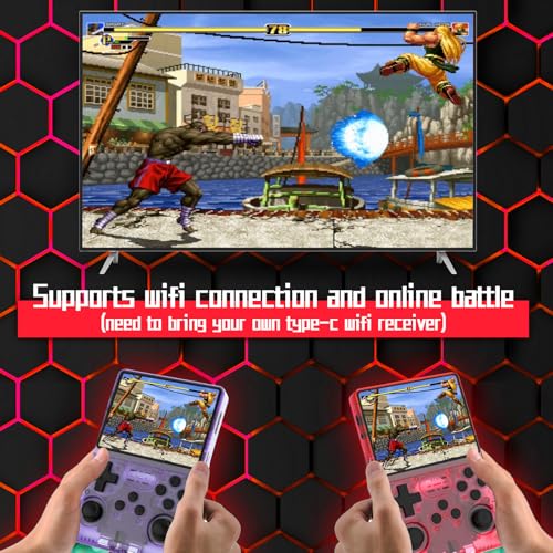 FVBADE[30000 in 1] R40S PRO Handheld Game Console 3.5 inch IPS Screen Mini Retro Console 3800mAh Portable Pocket Arcade 45+ Mainstream Emulator 256G TF Card Transparent.(Red) by FVBADE - Image 2