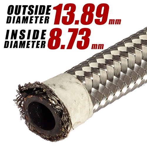 25 Ft 6An An6 (3/8") Universal Braided Stainless Steel Cpe Oil Fuel Gas Line Hose #TOP2