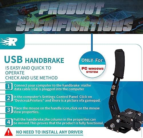 CNRAQR PC USB Handbrake and Racing Game Simulator Shifter 7+R H Gear for Logitech G29 G27 G25 G920 with Thrustmaster T300RS/GT