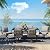 Grand patio 7-Piece Outdoor Dining Set for 6 E-Coated Patio Dining Furniture Set for 6 Patio Swivel Dining Chairs with Olefin Cushions 1 Rectangular Dining Faux Woodgrain Table with Umbrella Hole Grey
