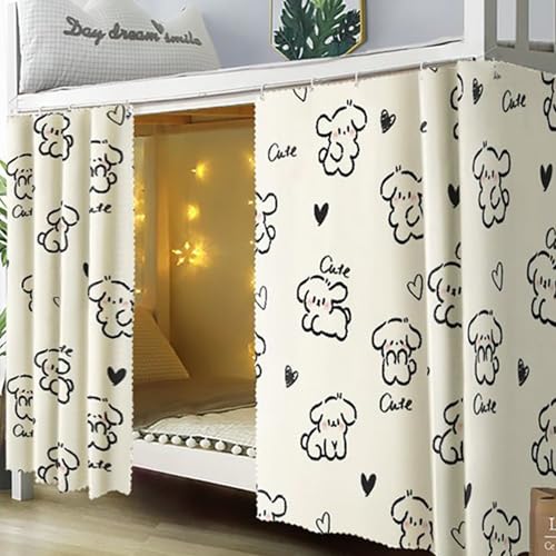 Image of Cute Bottom Bunk Bed Curtain Student Dormitory Blackout Cloth Mosquito Nets Bedding Tent Bed Canopy Single Sleeper, Puppy