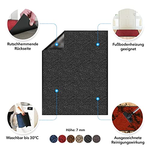 Floordirekt Schmutzfangmatte auf Maß, 90 x 300 cm, Anthrazit-Schwarz, Fußmatte, Türmatte Eingangsbereich, Fußabtreter, Türvorleger, Sauberlaufmatte, Meterware, Sky