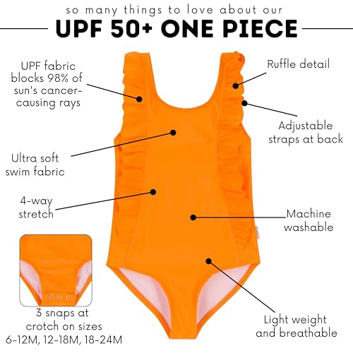 Image of SwimZip Girls' Ruffle One-Piece Swimsuit with UPF 50+ Sun Protection