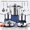HOMICHEF 14-Piece Nickel Free Stainless Steel Cookware Set - Nickel ...