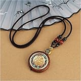 Kann dir Reichtum bringen Halsketten Vintage Handmade Lotus Blut Sandelholz Thangka Anhänger Halsketten Elephan Fish Nepal Halskette Damen Herren Glücksschmuck (Size : 3)