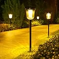 JSOT 4 Pack Bright Solar Path Lights Outdoor, IP65 Waterproof Solar Lights for Outside Landscape Walkway Driveway Sidewalk Path Garden with 2 Modes