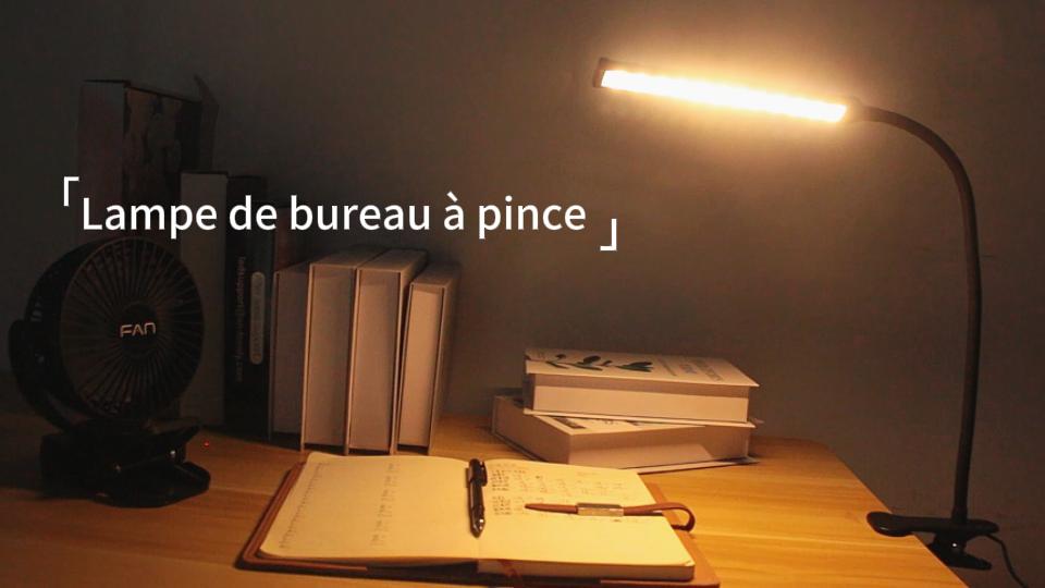 Lampe de Bureau à Pince LED USB, 3 Tons & 10 Luminosités, Lampe de Lecture au Lit avec Flexible 360° et Mémoire Yeux Protégés - Maison