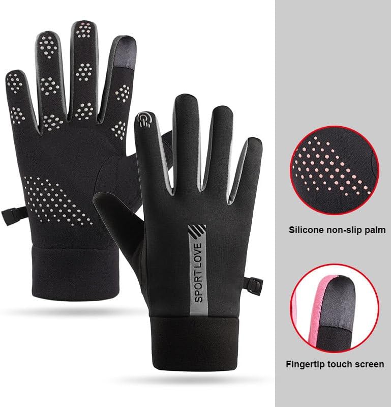 Miniatura 3 de Guantes de invierno para correr con forro polar para mujer, para pantalla táctil, resistentes al viento, para ciclismo, camping, senderismo,
