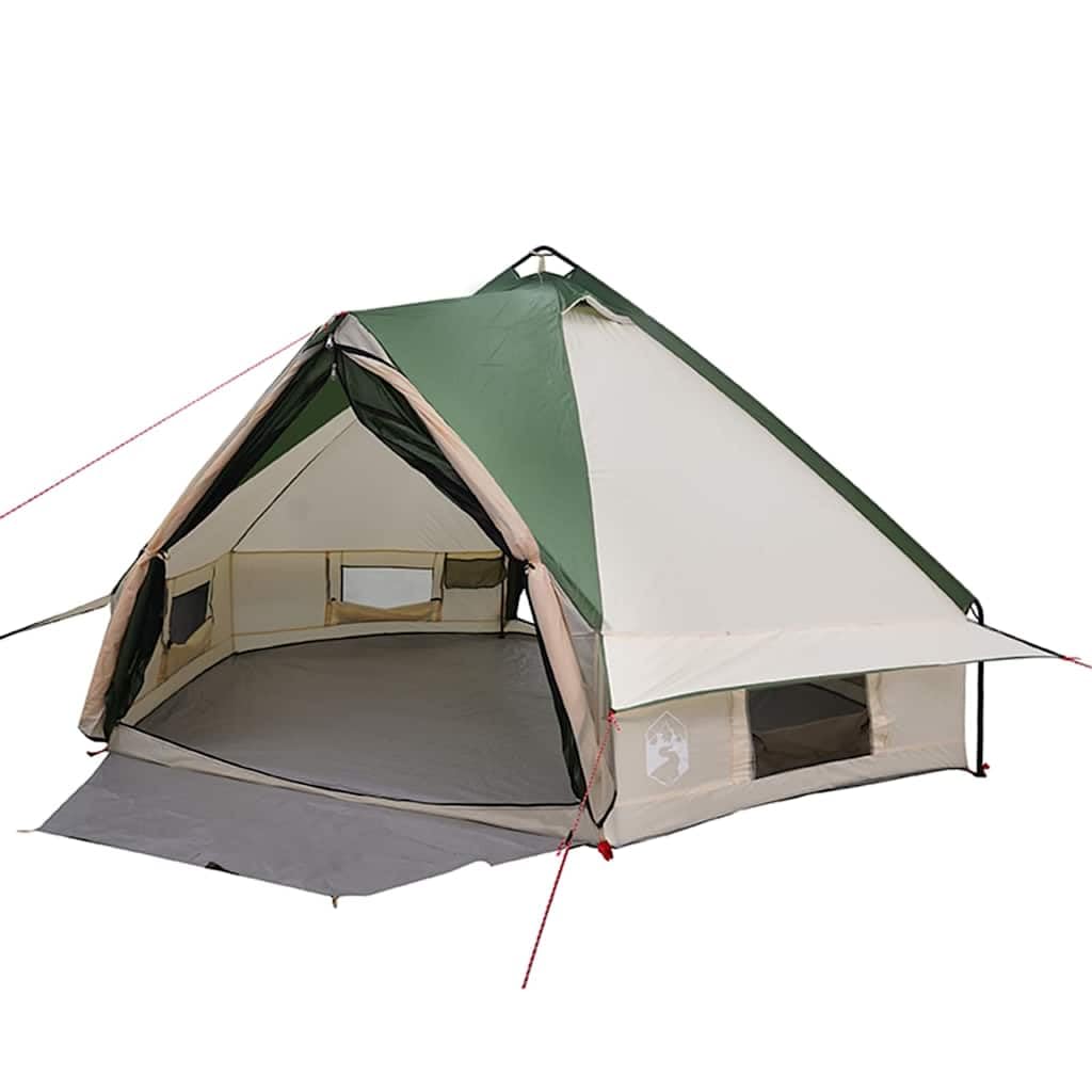 vidaXL Teepee Zelt für 6 Personen Grün und Weiß 431 x 366 x 185 cm, Garten und Terrasse, tragbares Zelt, wasserdicht, modernes Teepee für Outdoor-Abenteuer