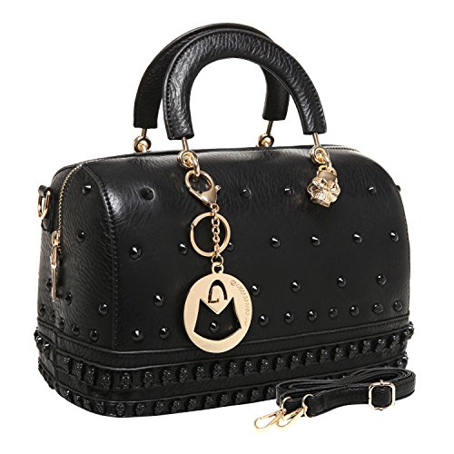 MG Collection Roni Gothic Skull Stud Shoulder Bag, Black, One Size
