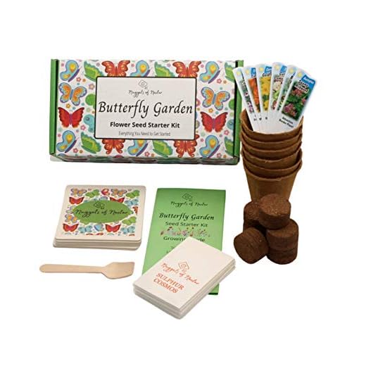 Nuggets of Nectar Butterfly Garden Flower Seed Starter Kit - Grow 6 Types of Wildflower Seeds Including Milkweed, Coreopsis, Cosmos, Echinacea, Gaillardia and Zinnia Seeds