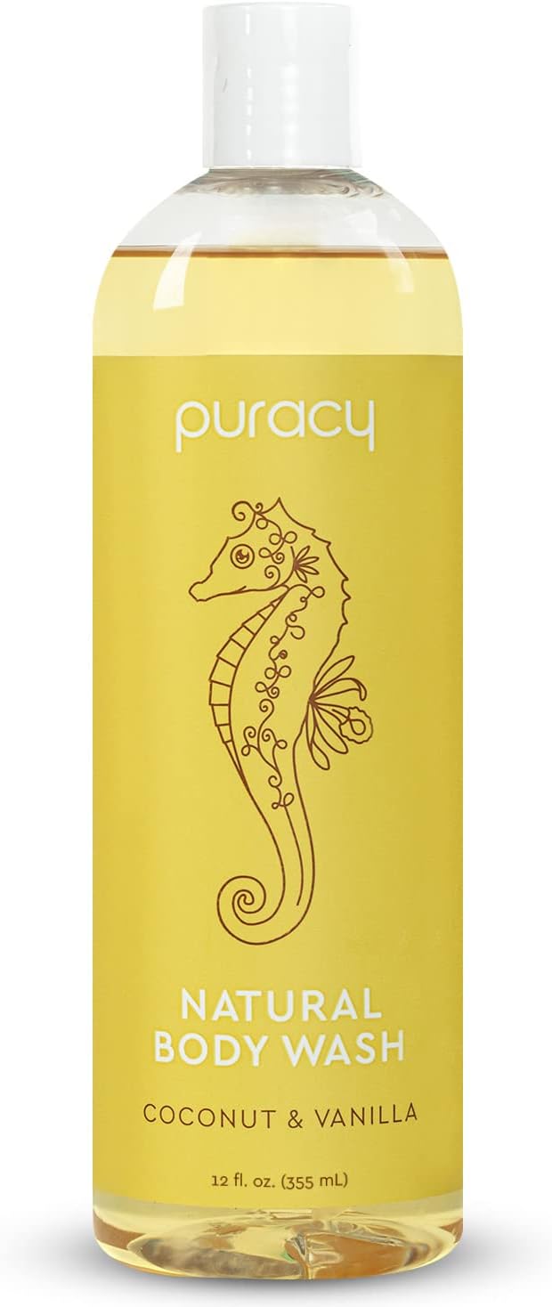 Puracy Natural Body Wash, SulfateFree Bath and Shower Gel, clear, Coconut & Vanilla, 16 Fl Oz